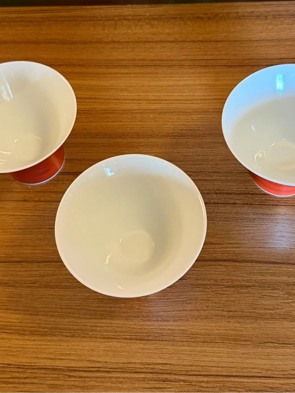 Tachikichi for Takashimaya Japanese Porcelain Sake Cups Pedestal Bowls Set of 3